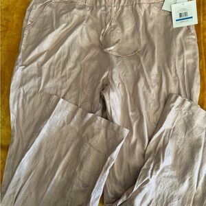 Ellen Tracy Linen blend Shimmer Trousers NWT Light pink gold beige in color
